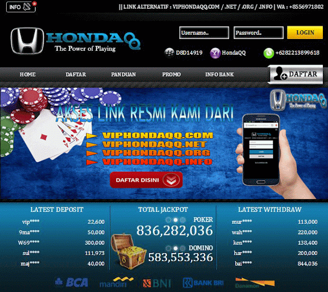 HondaQQ.com Agen Domino 99 BandarQ Dan Poker Online Terpercaya