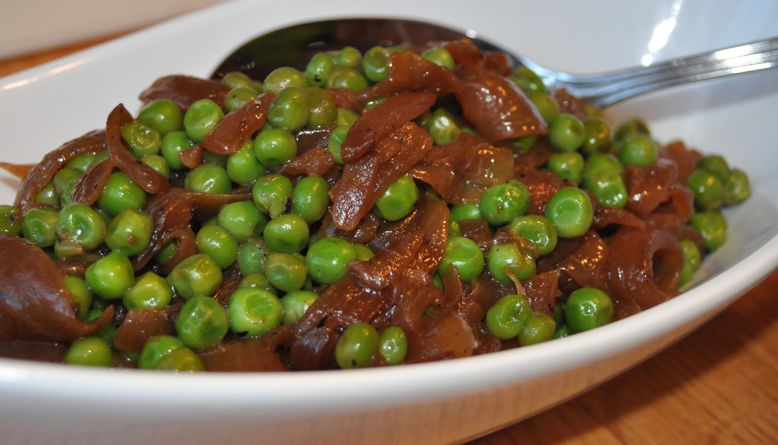 Peas and Maple Bourbon Caramelized Onions