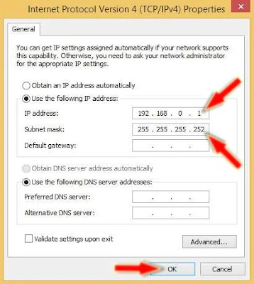 atur ip address dan subnet mask