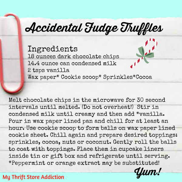My simple recipe for "accidental" fudge truffles-they make great gifts but are hard to share! simple fudge truffle recipe