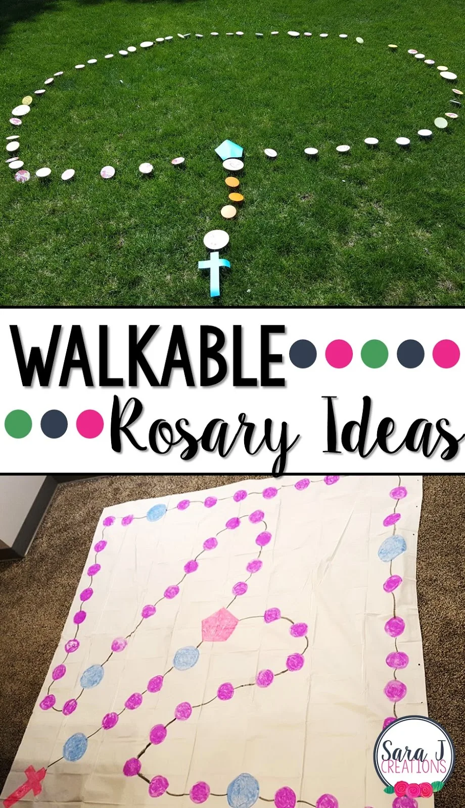 Help children learn to pray the Rosary in a fun and engaging way.   Walkable rosaries are a great way to get students up and moving whether inside or outside.