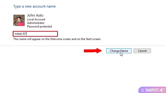 Jendela Change Name - Cara Mengganti Nama Account di Laptop Windows 10