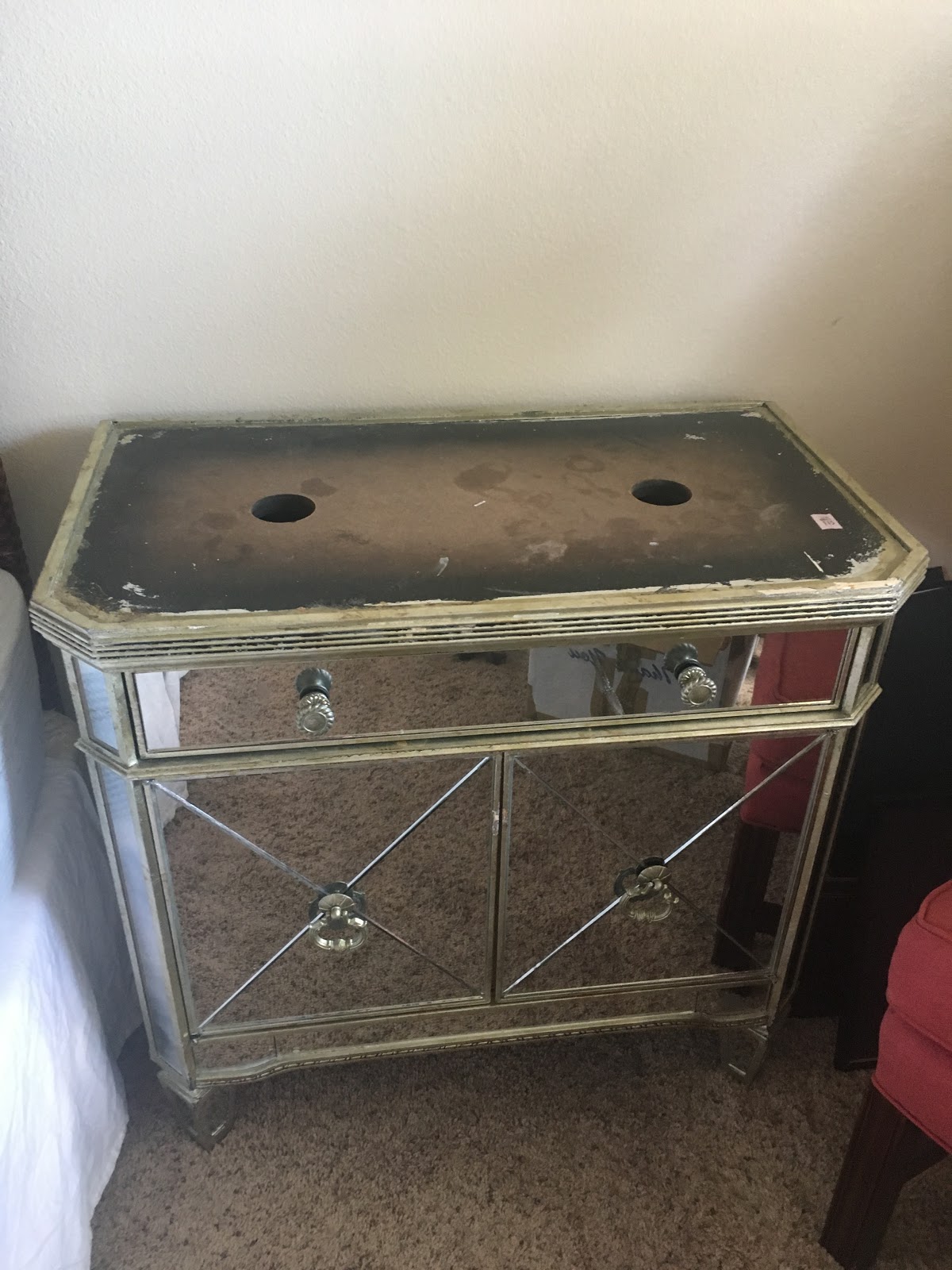 DIY Faux Marble Nightstand Top Stripes and Whimsy