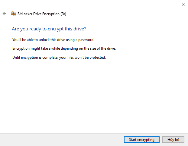 Sử dụng BitLocker trong Windows 10 mã hóa các phân vùng ổ đĩa và các thiết bị lưu trữ gắn ngoài