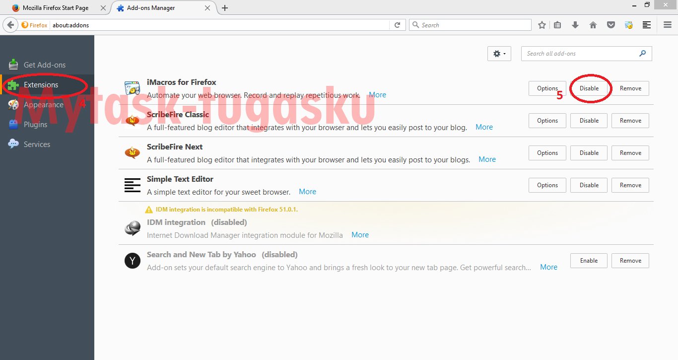 remove extensions mozilla firefox