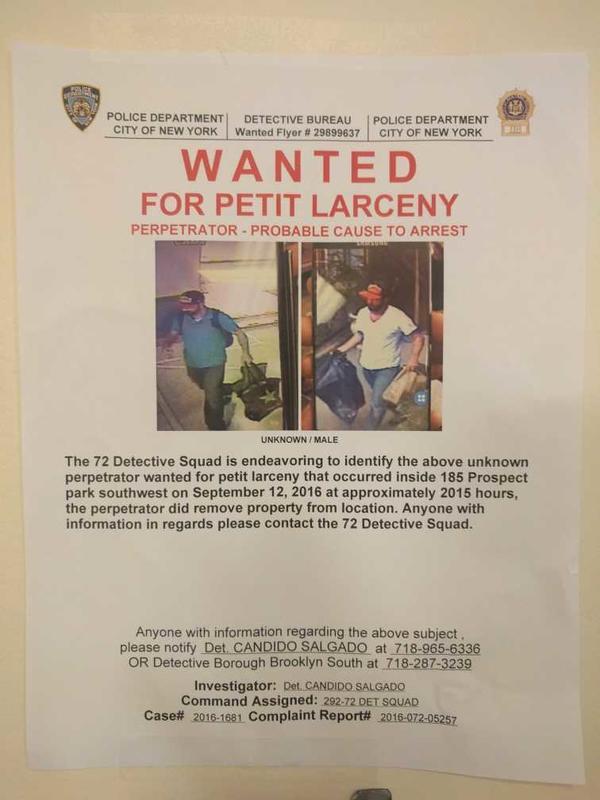KARMABrooklyn Blog NEW NYPD WANTED POSTER FOR PACKAGE THIEF