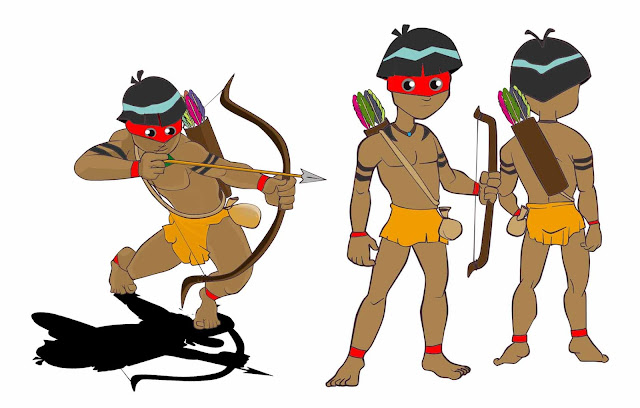 Arte conceitual do índio criado no estilo cartoon