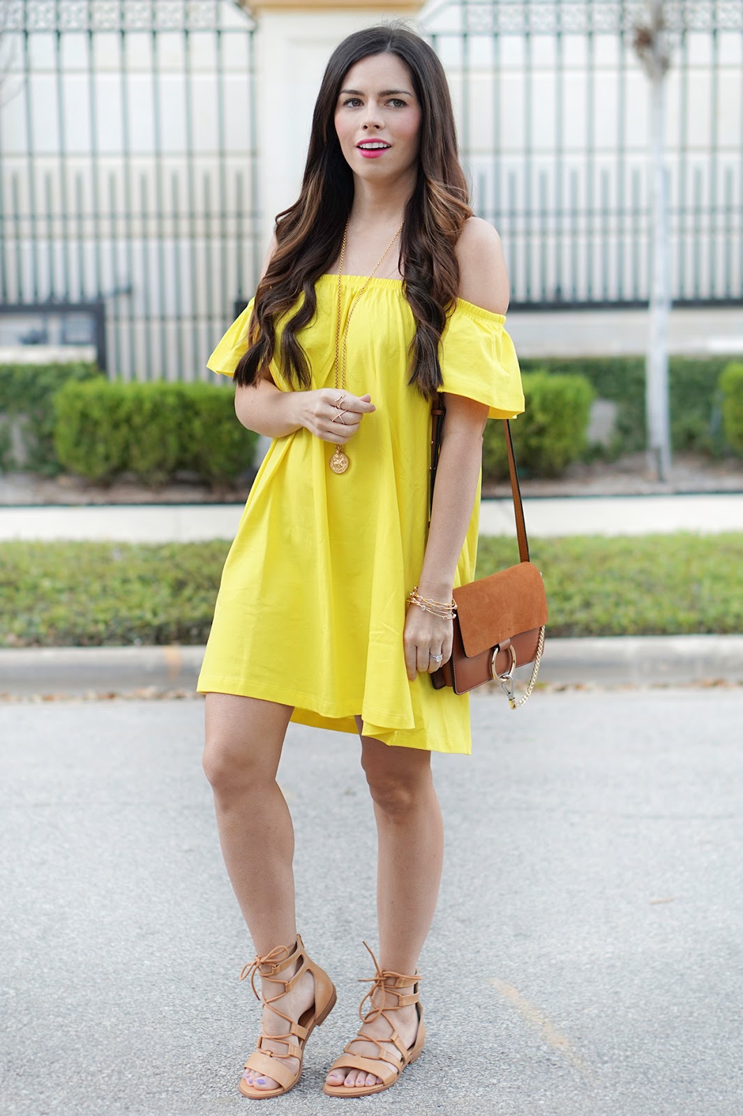Off the shoulder yellow dress