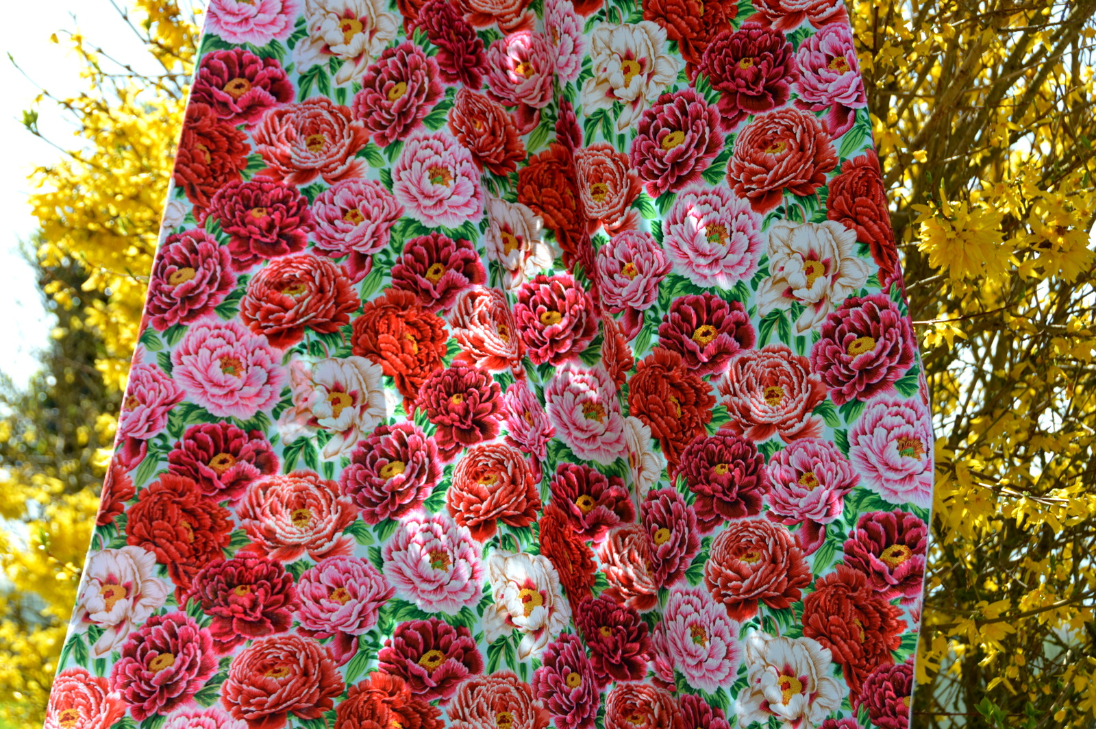 Garden Peonies in Harvest from English Garden by Snow Leopard Designs for FreeSpirit Fabrics