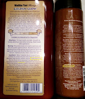 ingredients list LA Tan Sunless Mousse Malibu Hemp Golden Glow lotion orange skin self-tanner