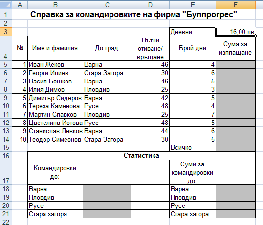 Блог на Ани Хаджийска: Упражнение Excel