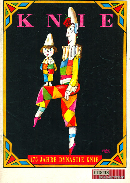 Programme papier du jubilé du Cirque Knie illustré d'un dessin de Leupin