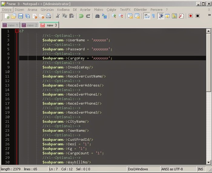 Notepad++ regexp arama