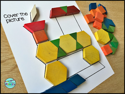 2D geometry centers with pattern blocks for first grade and second grade