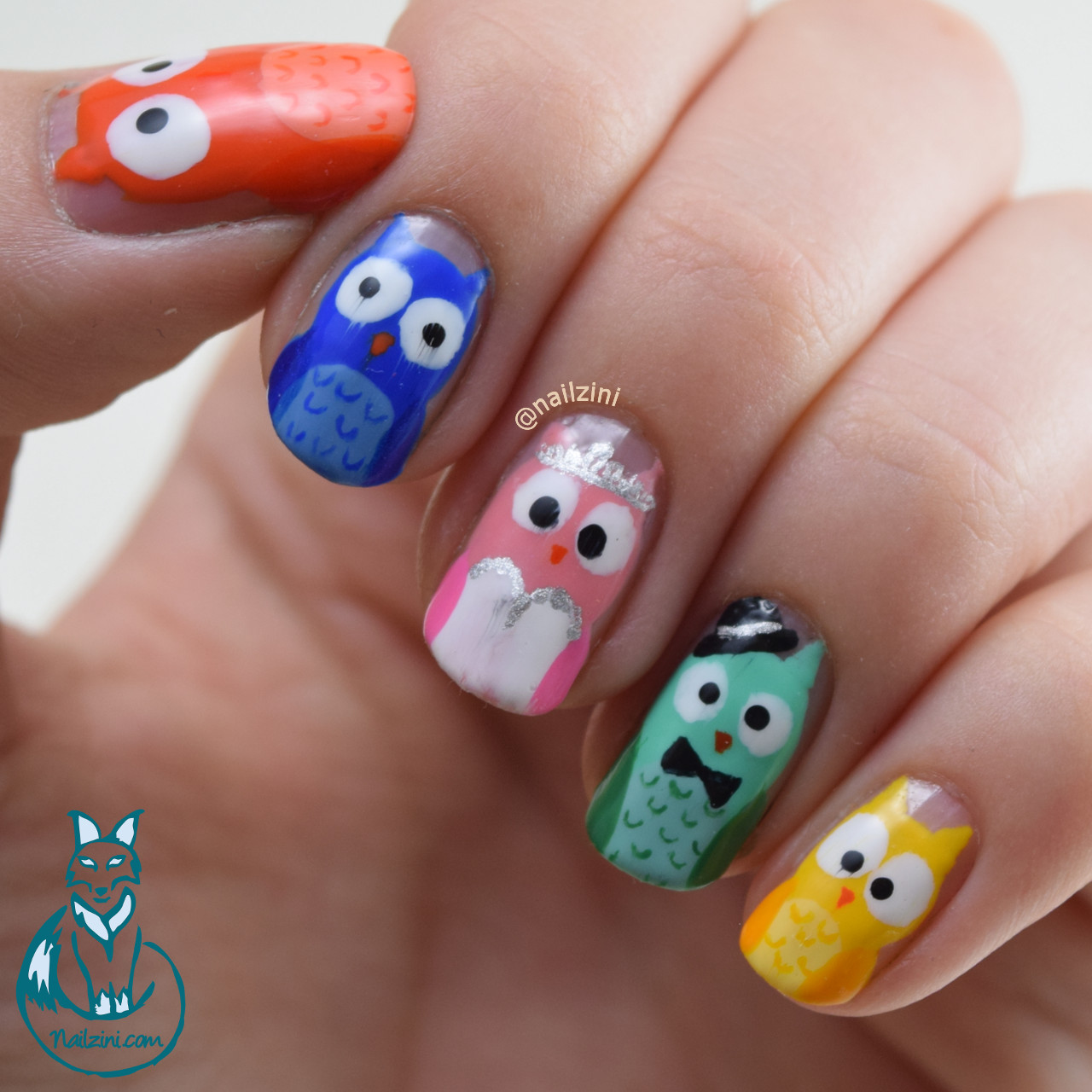 Cartoon Owls Wedding Nail Art Nailzini A Nail Art Blog