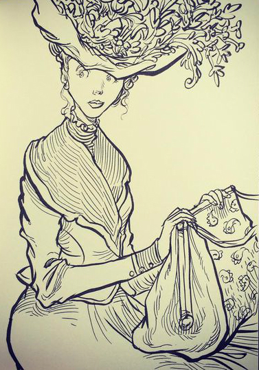 Once Upon A Blog Boston Begins City Wide Fairy Tale Reading Chris Riddell Lady With Carpet Bag From Sketchbook