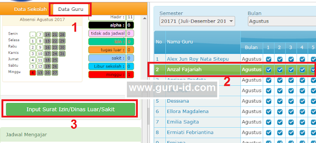 gambar cara input surat izin di sim kehadiran guru