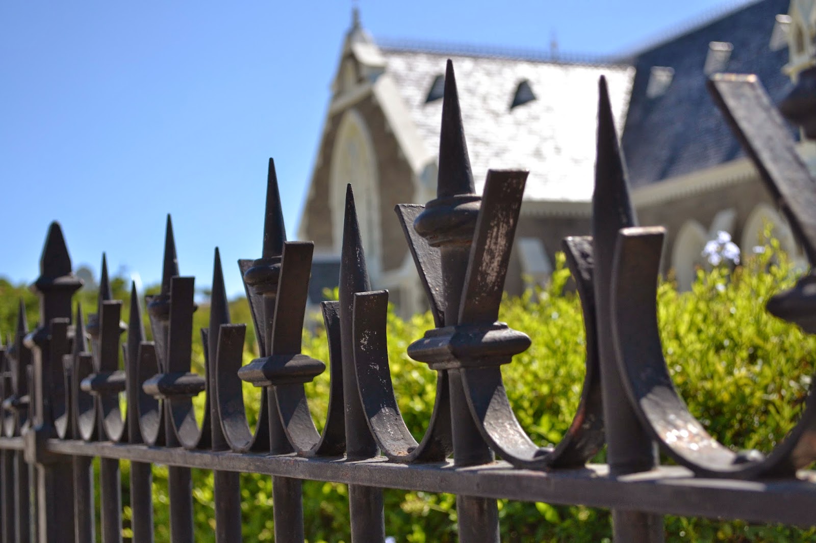 Railings with church in background