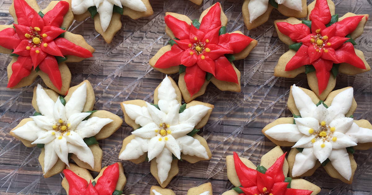 Sweet Shop Natalie How to make Poinsettia cookies Buttercream or
