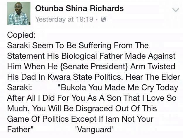 you will be disgraced out of politics the curse saraki s father