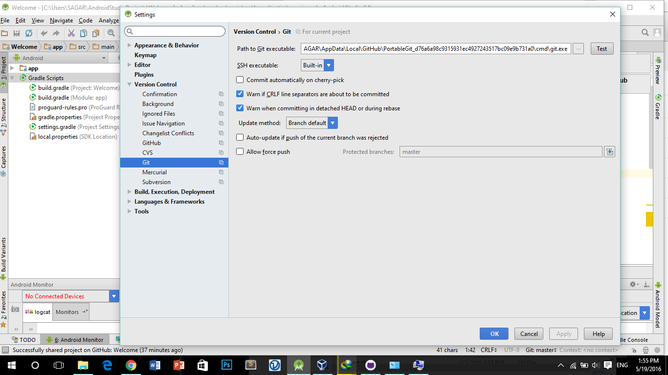 How to setup GitHub in android studio SAGAR