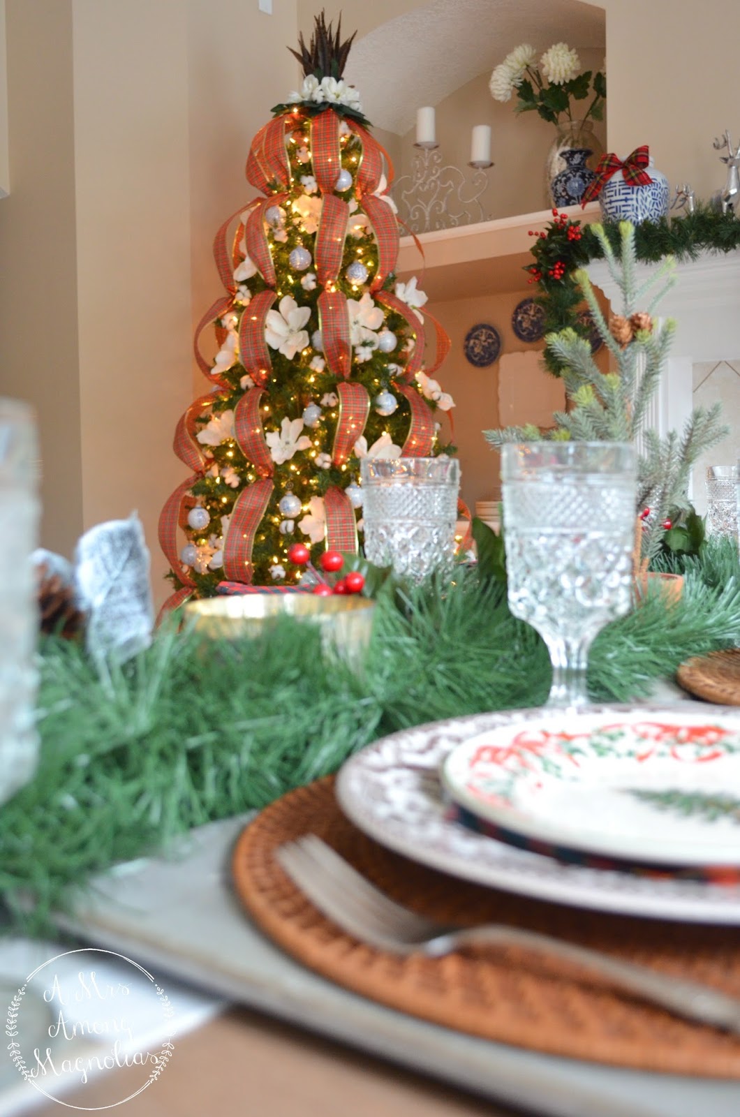Farmhouse Christmas Tablescape | A Mrs Among Magnolias