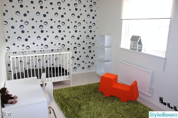 Papel pintado para un dormitorio infantil nórdico blanco : Baby-Deco