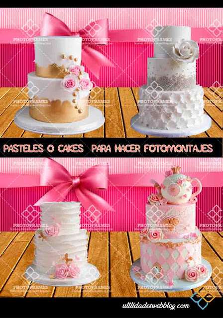 4 imágenes de cakes con fondo transparente para hacer fotomontajes de bodas o 15 años