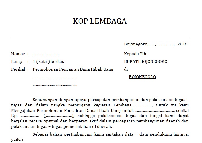 Contoh Proposal Pencairan Dana Hibah Dari Bupati Mtss