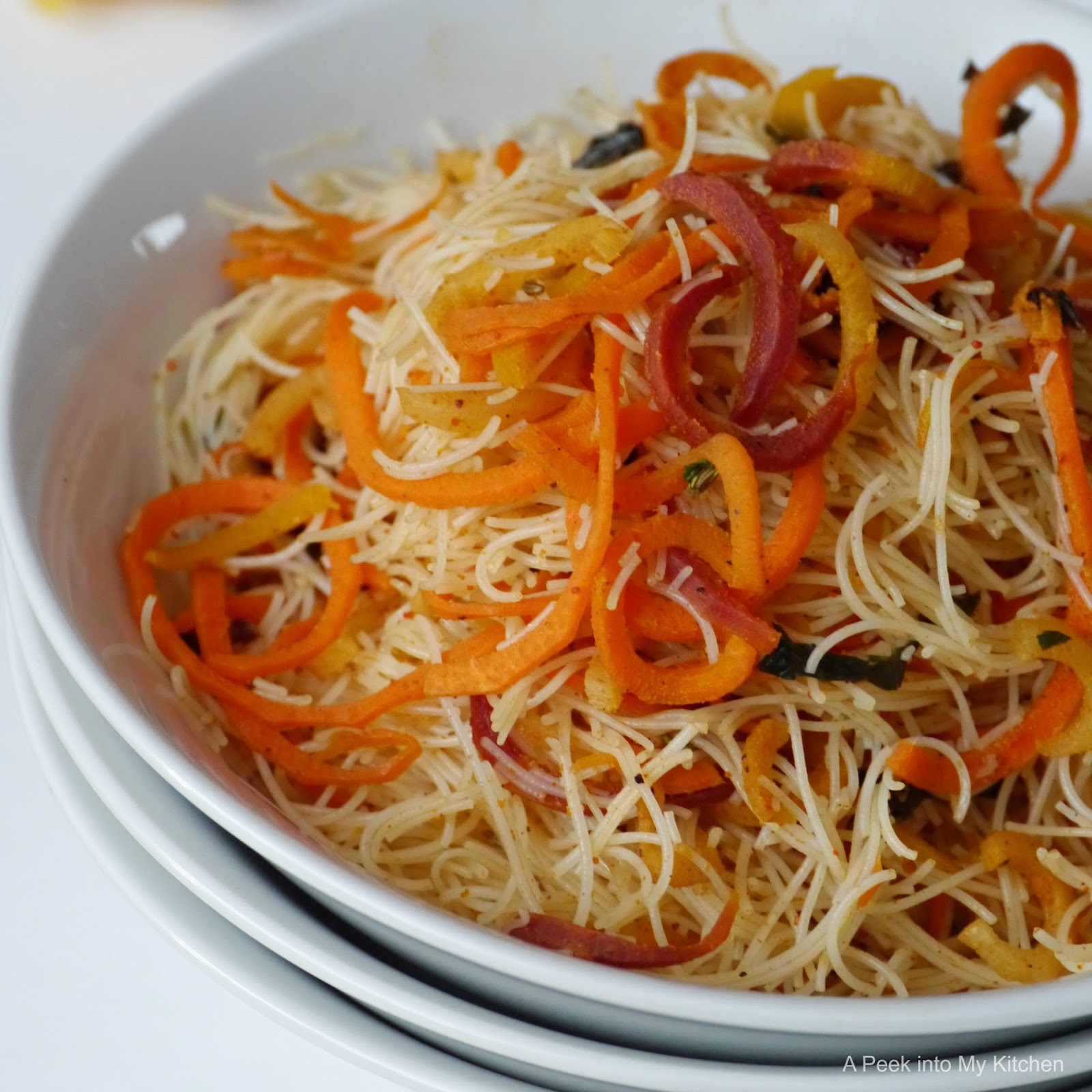 A Peek into My Kitchen Biriyani Flavored Rice Noodles with Rainbow Carrots Day 76