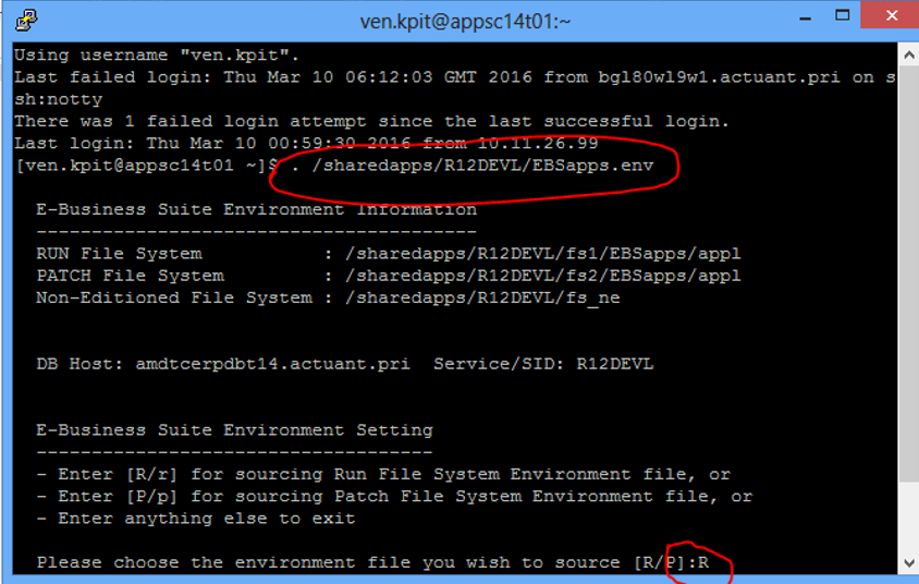 Oracle APPS Technical: how to set environment variable in putty