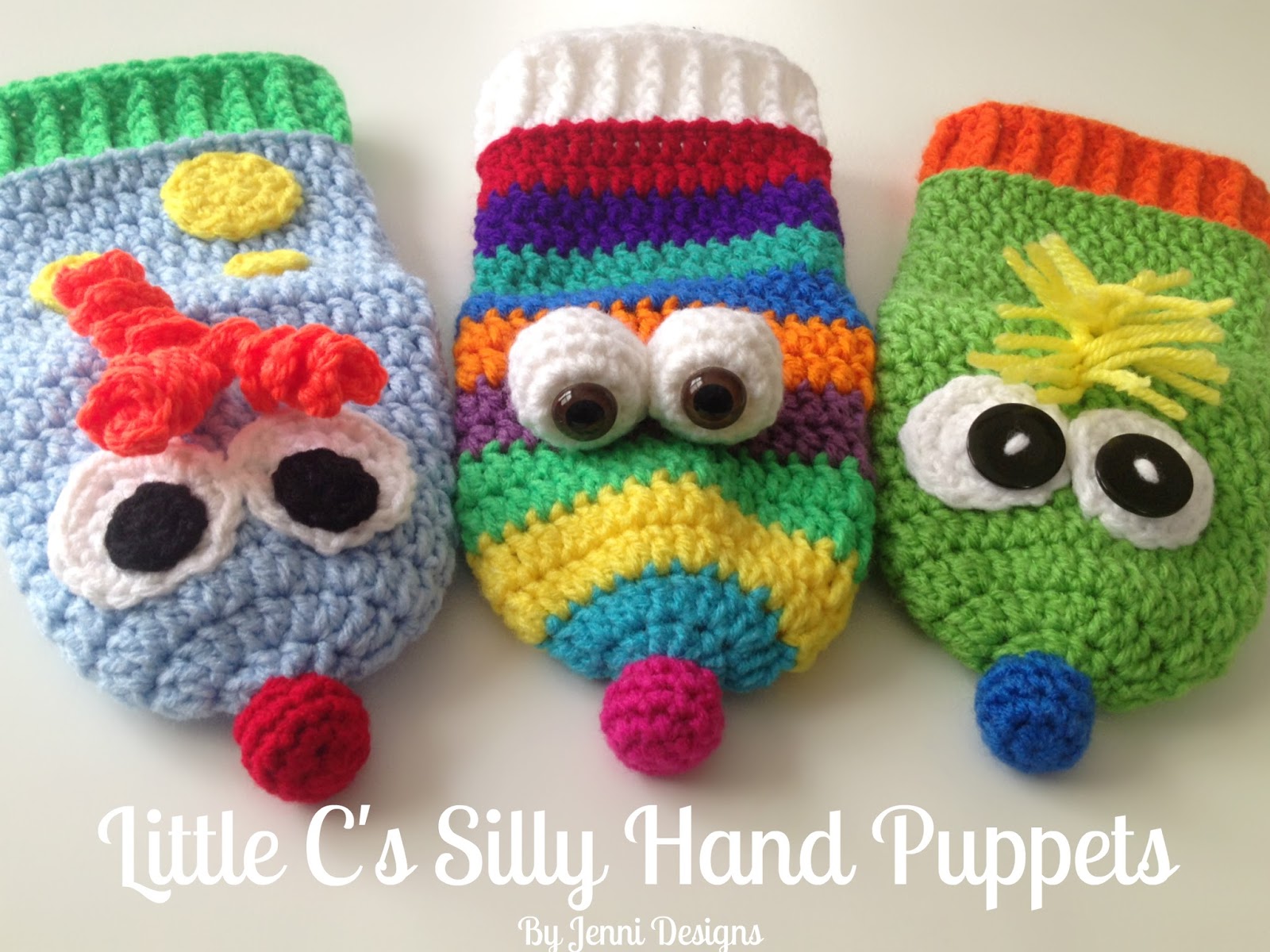 By Jenni Designs: Free Crochet Pattern: Little C's Silly Hand Puppets