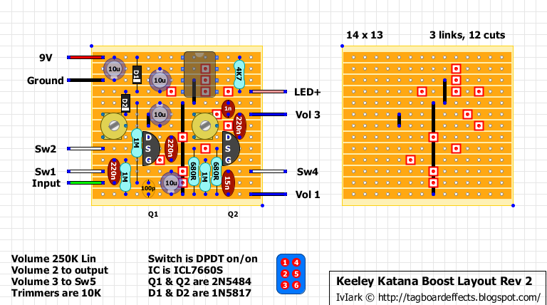 Guitar Effects - Vero - Point to Point - Tag Board Layouts: DALLAS:  Rangemaster, Tag Board Layout