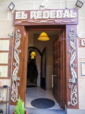 Entrance to El Redebal Restaurant in Segovia, Spain
