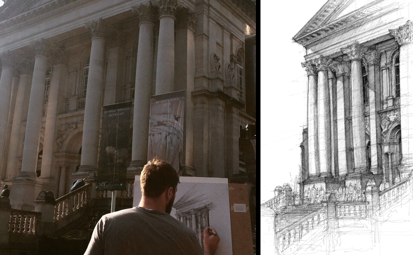 06-Tate-Britain-Luke-Adam-Hawker-Creating-Architectural-Drawings-on-Location-www-designstack-co