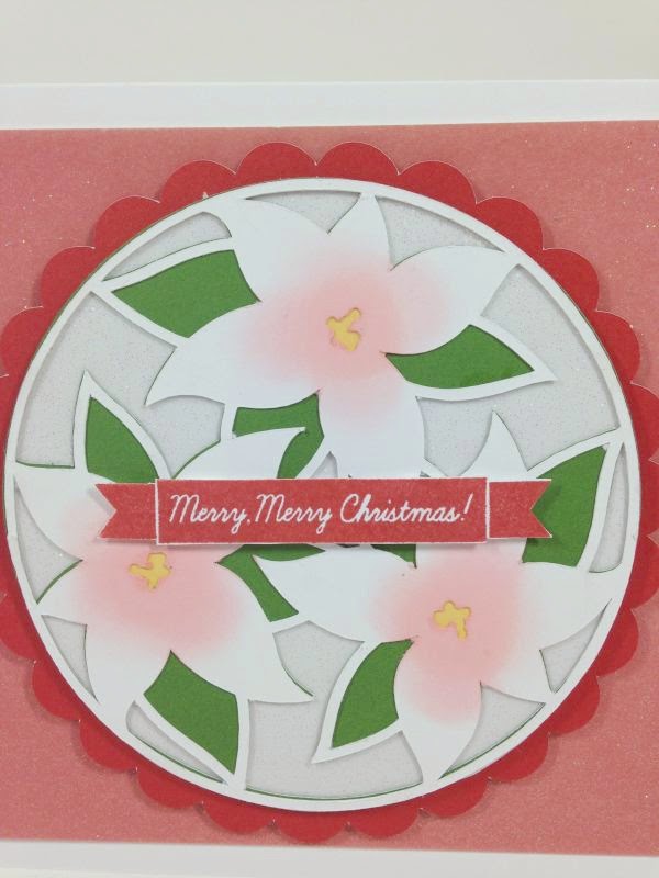Cricut Holly and Ivy Merry Merry Christmas Poinsettia card close up