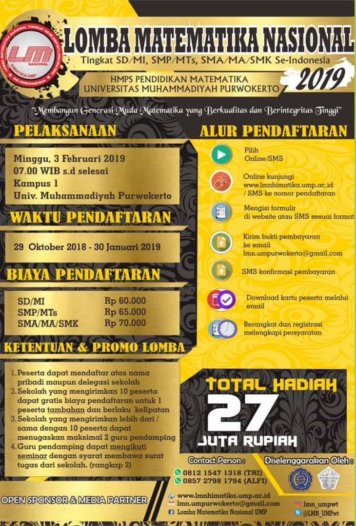 Lomba Matematika Nasional 2019 Pelajar Terbaru Lomba Matematika Nasional 2019 Pelajar Terbaru