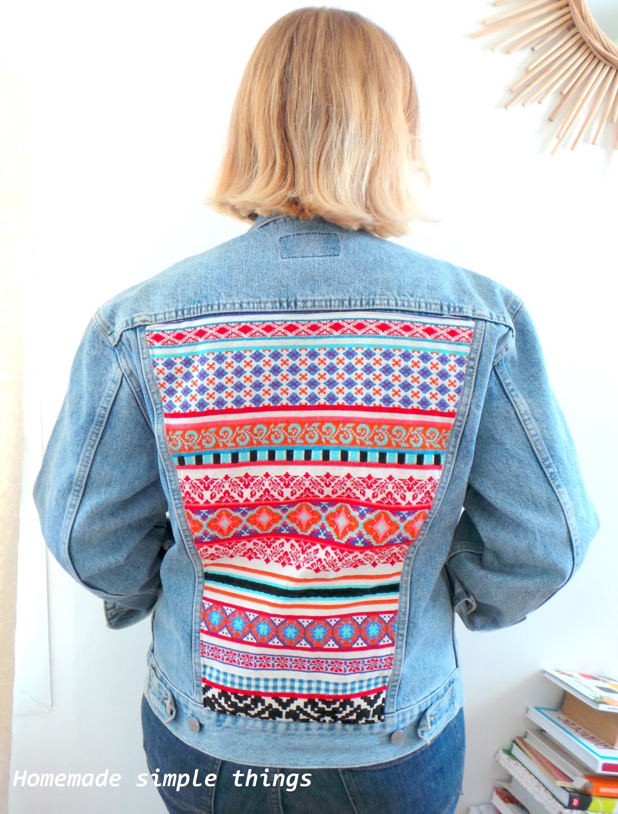 Homemade simple things Customiser une veste en jean avec un tissu éthnique Tuto (Customize a