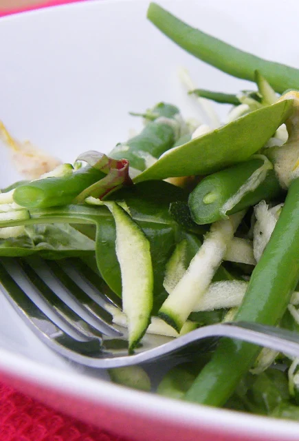 close up of green bean salad
