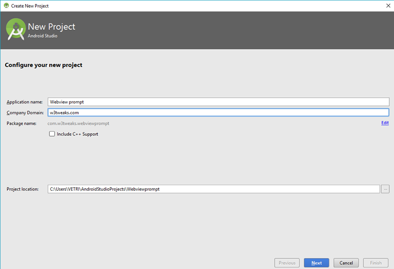 Android WebView application Prompt | Android Studio 1