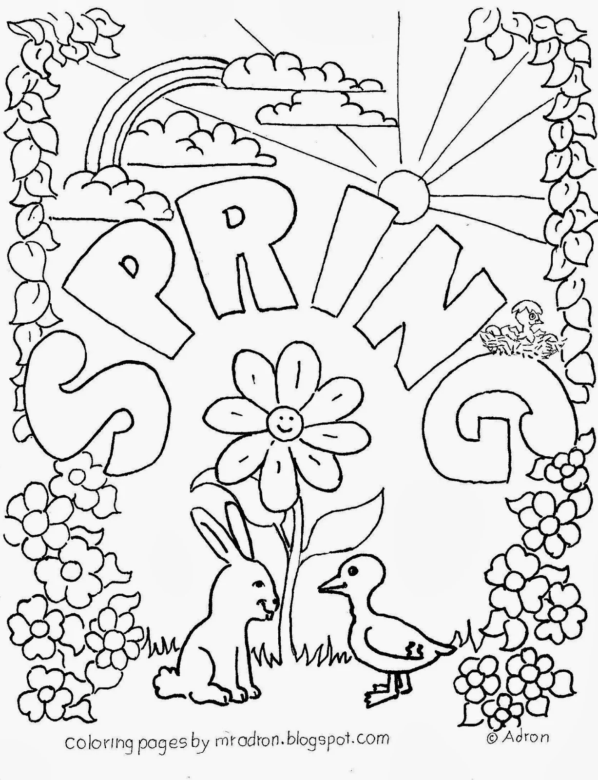 Spectacular Spring Coloring Pages For Preschoolers Scene Digital Art