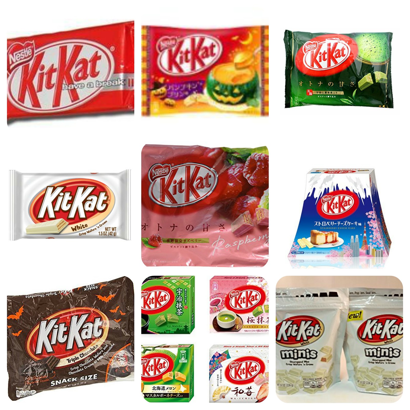 different flavored kit kats