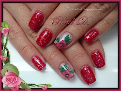watercolor painting nails raspberry polish