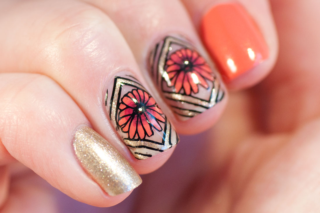 5. Pink and Black Geometric Nail Art Design - wide 10