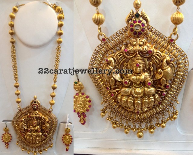 Beaded Haram With lakshmi Earrings Jewellery Designs