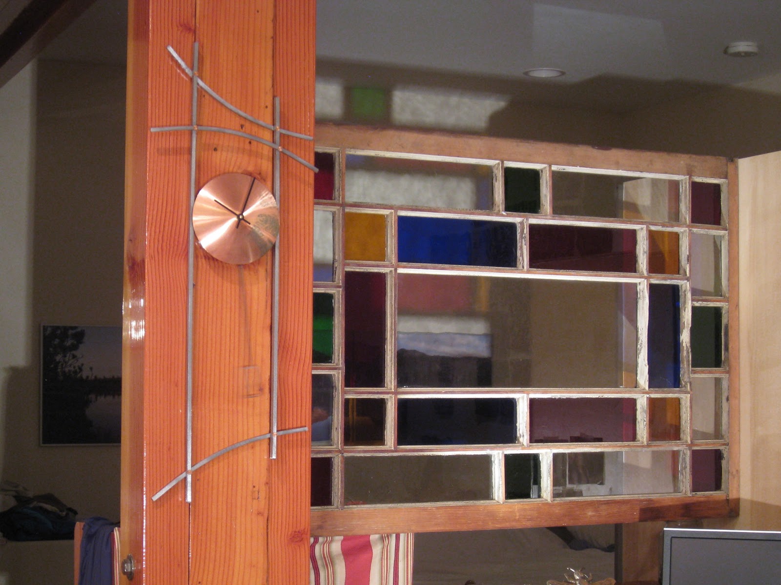 Electric Firehouse Studio Vintage stained glass window as a room separator