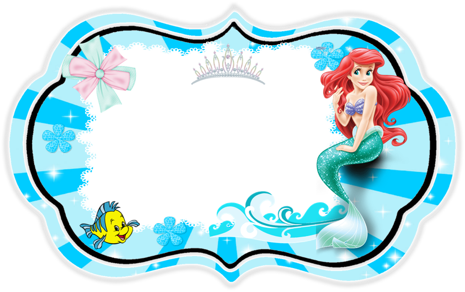 The Little Mermaid: Free Printable Invitation, Cards or Photo Frames.