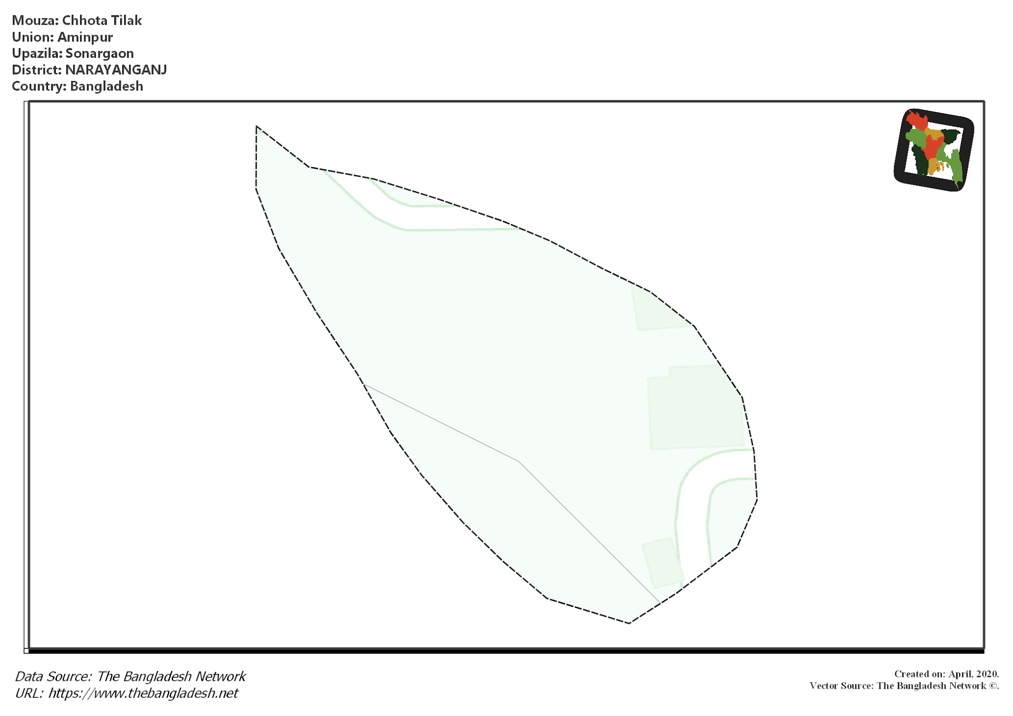 Map of Chhota Tilak Mouza of Sonargaon Upazila, NARAYANGANJ, Bangladesh.