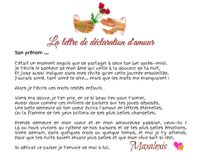 Exemples d'une lettre d'amour pour lui ou elle