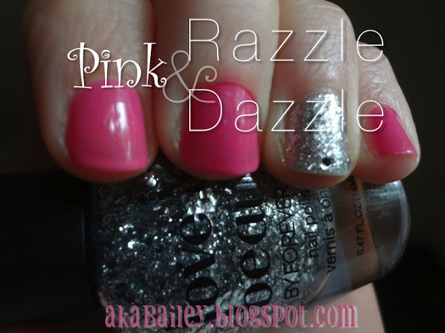 pink nails with sparkly accent